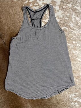lululemon athletica Black and White Striped Racerback Tank